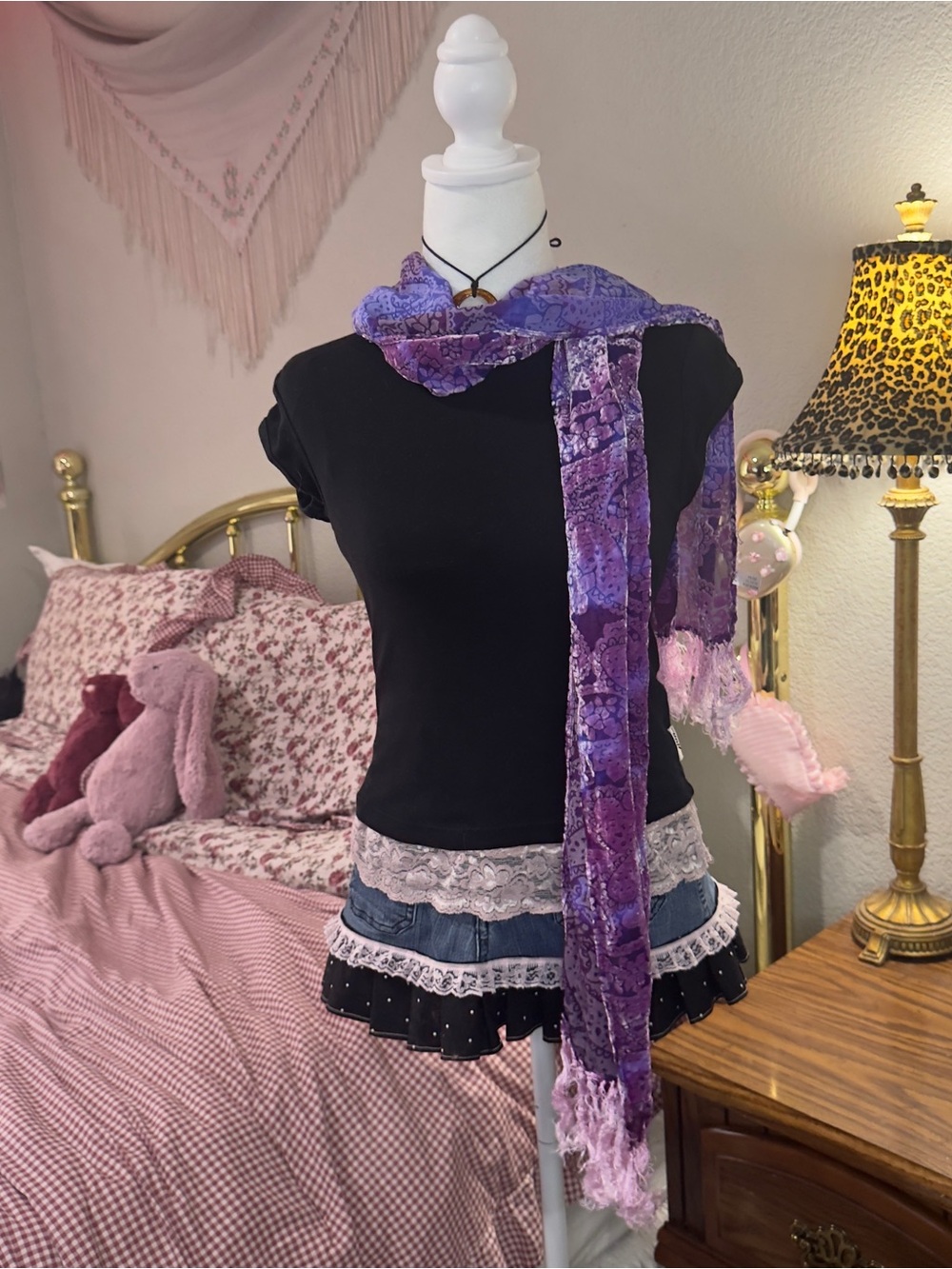 Silk blend purple paisley scarf